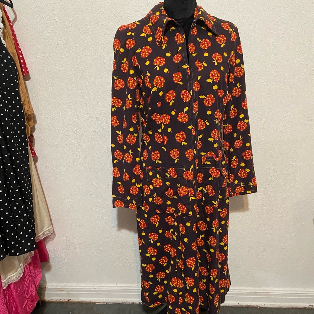 60's or 70's fall dress with apples